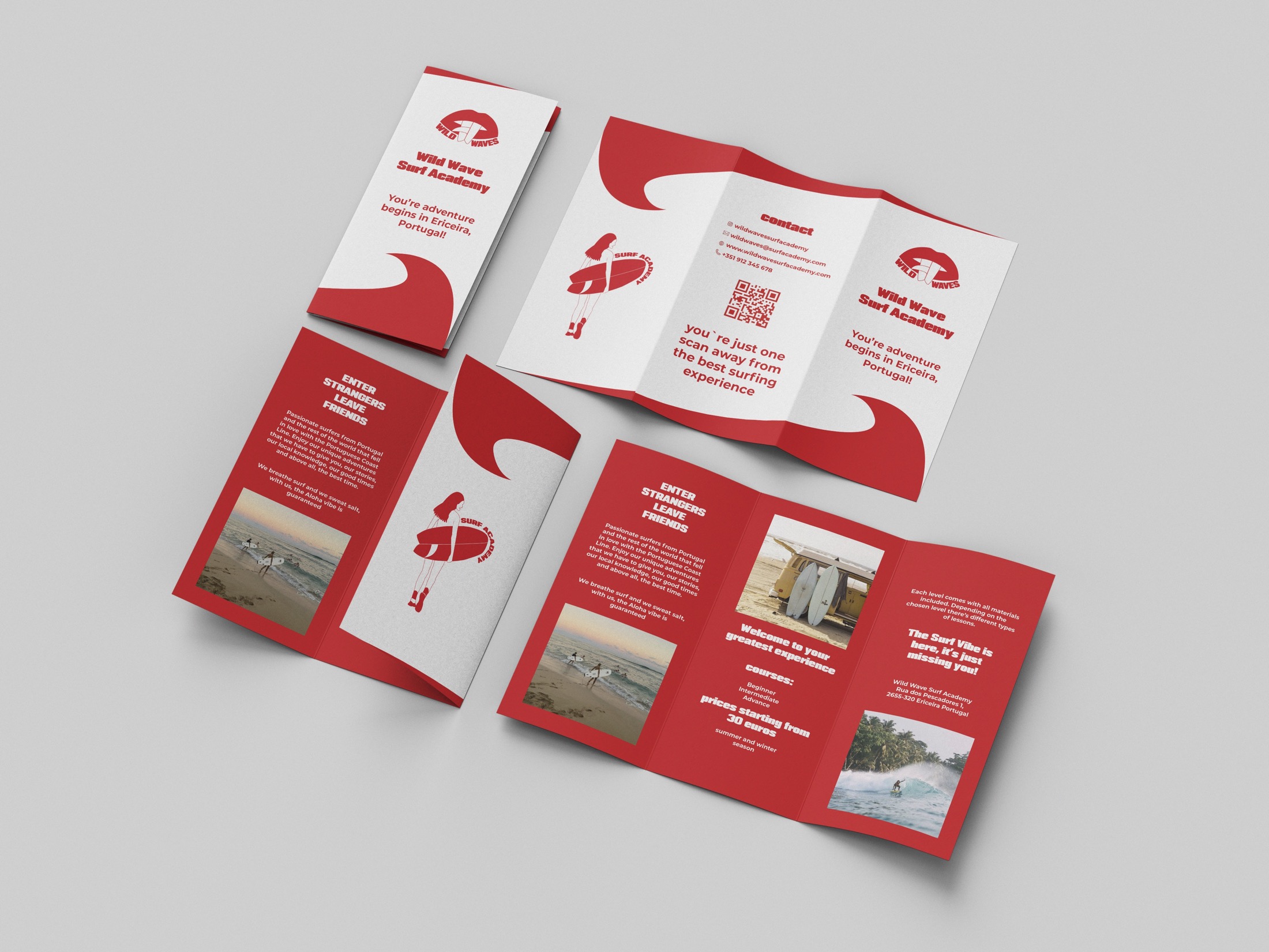 Surf School stationery and flyer design